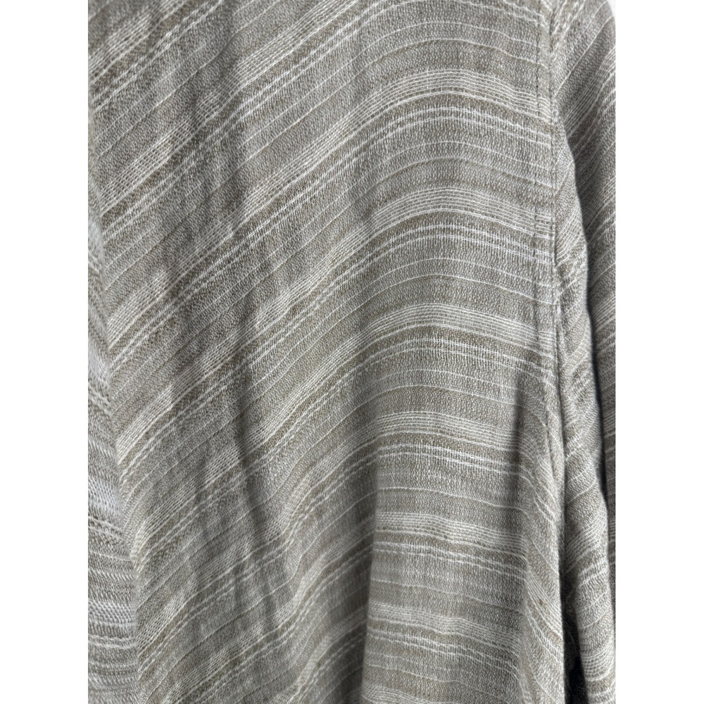 FLAX 100% Linen Striped Open‎ Front Cardigan Grey Beige Lagenlook Size Large - Picture 3 of 6
